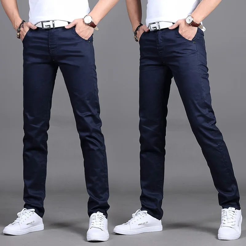 2024 Spring Autumn New Casual Pants Men Cotton Slim Fit Chinos Fashion Trousers Male Brand Clothing Plus Size 8 colour