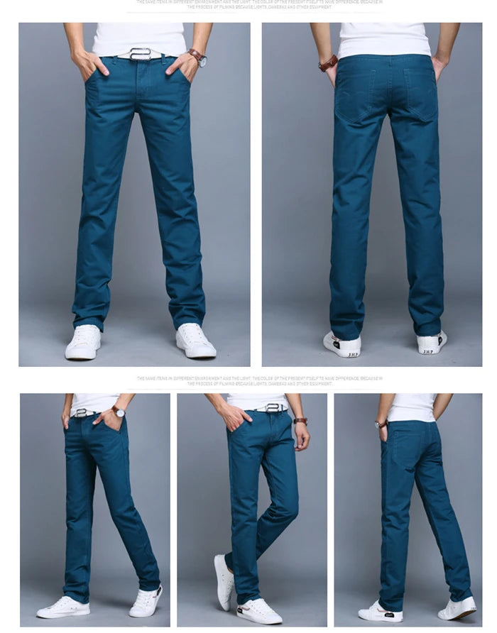 2024 Spring Autumn New Casual Pants Men Cotton Slim Fit Chinos Fashion Trousers Male Brand Clothing Plus Size 8 colour