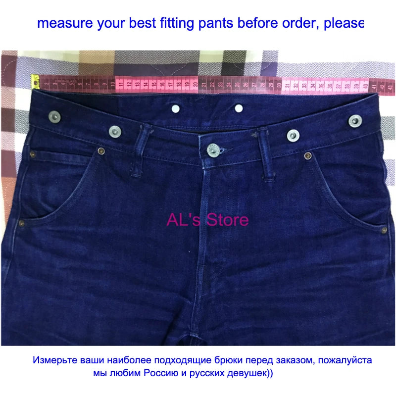 DN-0002 Rock Can Roll Vintage 14oz Indigo Selvage Stylish Trousers Mens Casual Chino Raw Denim Jean Pants Size 28-42