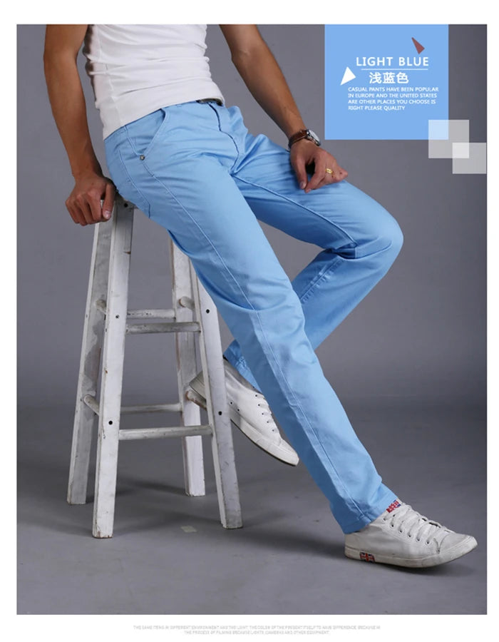 2024 Spring Autumn New Casual Pants Men Cotton Slim Fit Chinos Fashion Trousers Male Brand Clothing Plus Size 8 colour