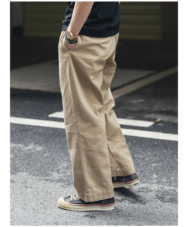 Non Stock French Army M-52 Chino Pants Men's Double Pleated Twill Casual Trousers Straight Leg