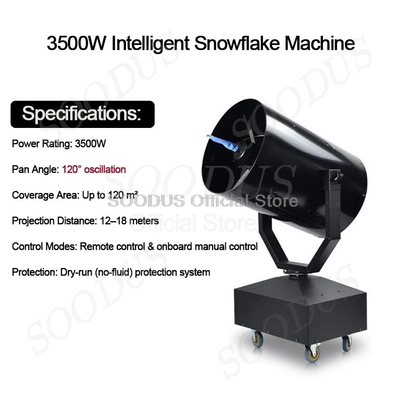 High Power Shaking Snow Machine Out Door Artificial Fake Snow Making Machine Snowflake Maker Moving Head For Party Event Stage