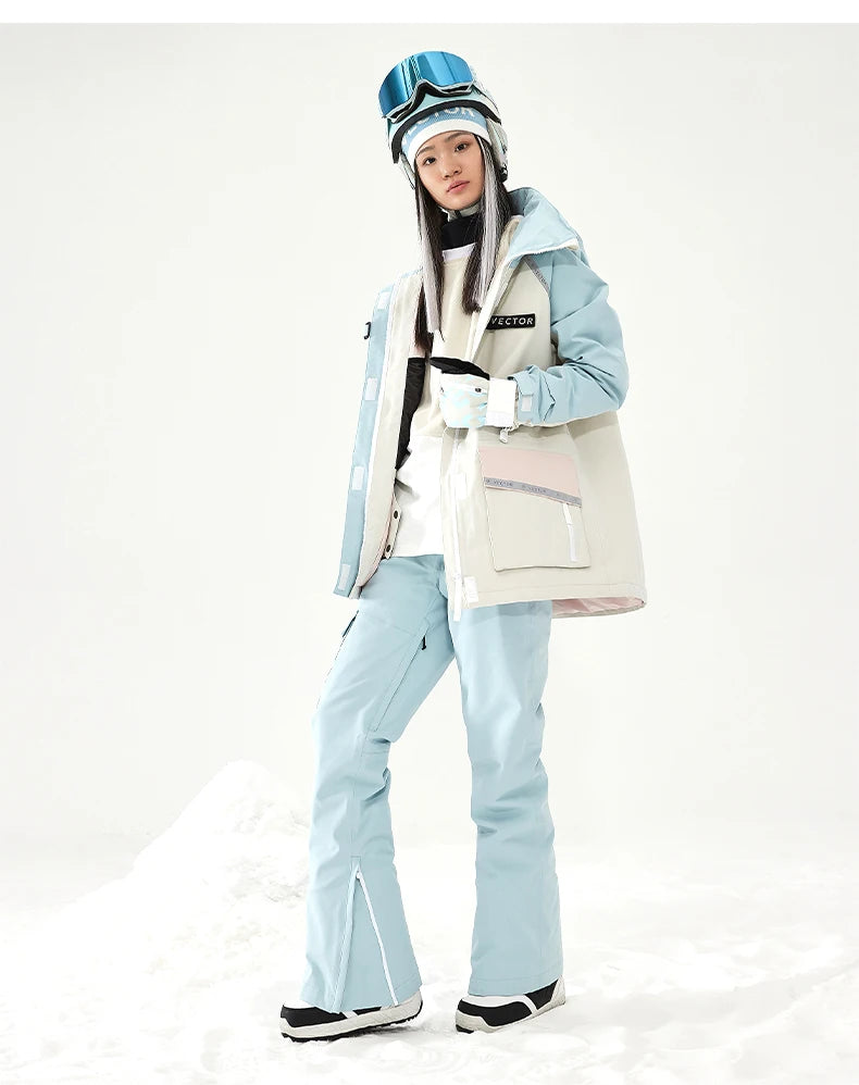 VECTOR Ski Suit Set Women Man Winter Women Jackets and Pants Warm Waterproof Women Jackets Pants Outdoor Ski Bike Camping 2023