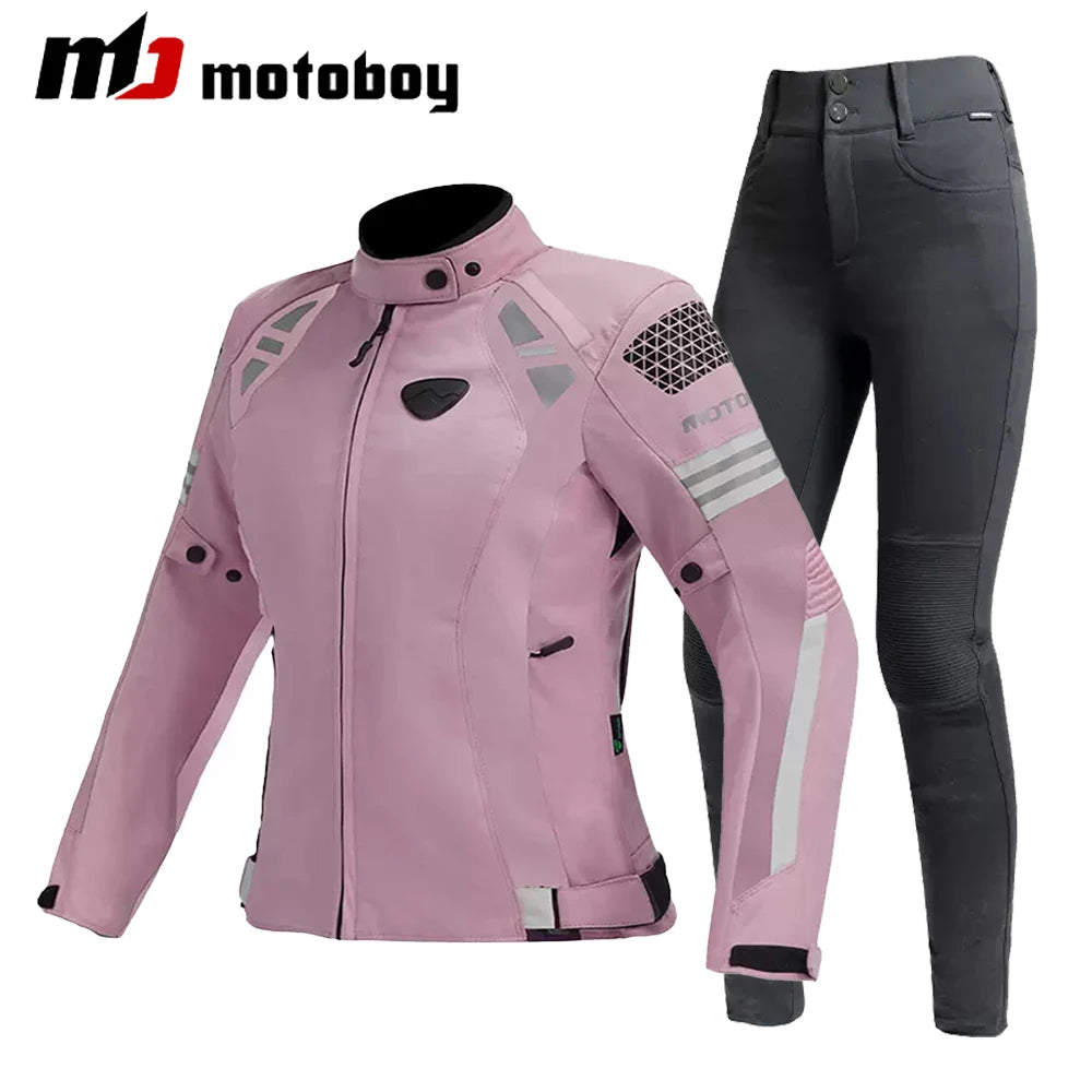 Women Motorcycle Jacket Four Seasons Breathable Lightweight Mesh Cycling Moto Jacket Protector Motocross Suit CE Protective