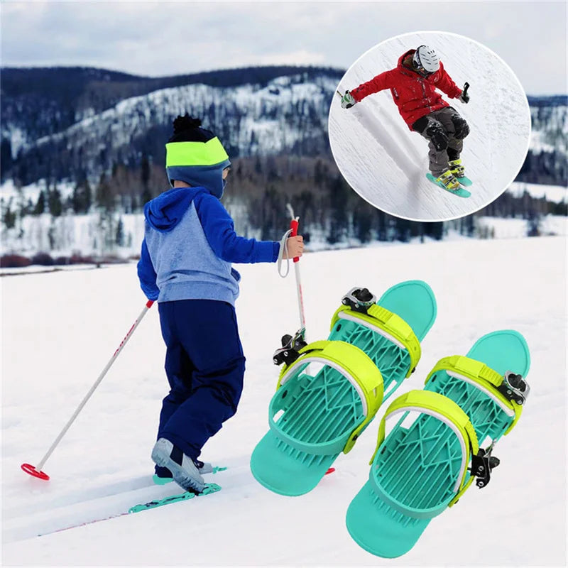 Mini Short Ski Skates Skis Boots Skiboards Adjuatable Adults Short Shoe Snowblades Portable for Winter Outdoor Sports Snow Board