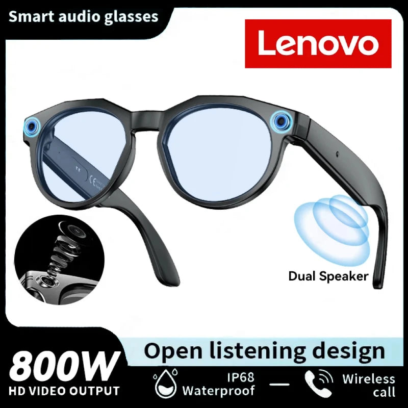 Lenovo 8K HD Smart Glasses Bluetooth music listening Voice Assistant Control 800MP Camera Bluetooth Call Translation Sunglasses