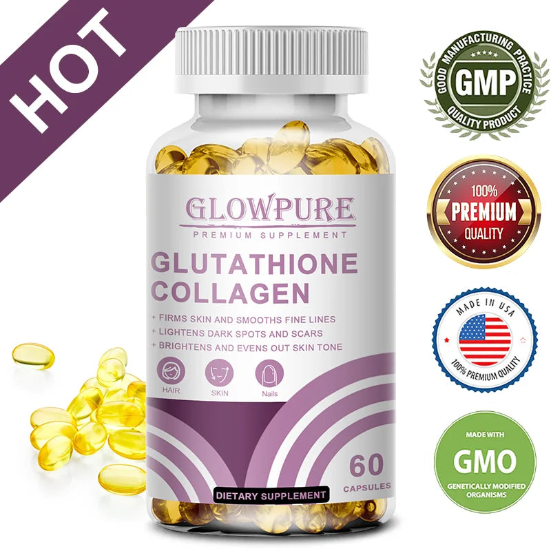 Glutathione Collagen Capsules for Skin Tone Support, Antioxidant, and Daily Beauty Care with Vitamin C L-Cystine Vegan, Natural