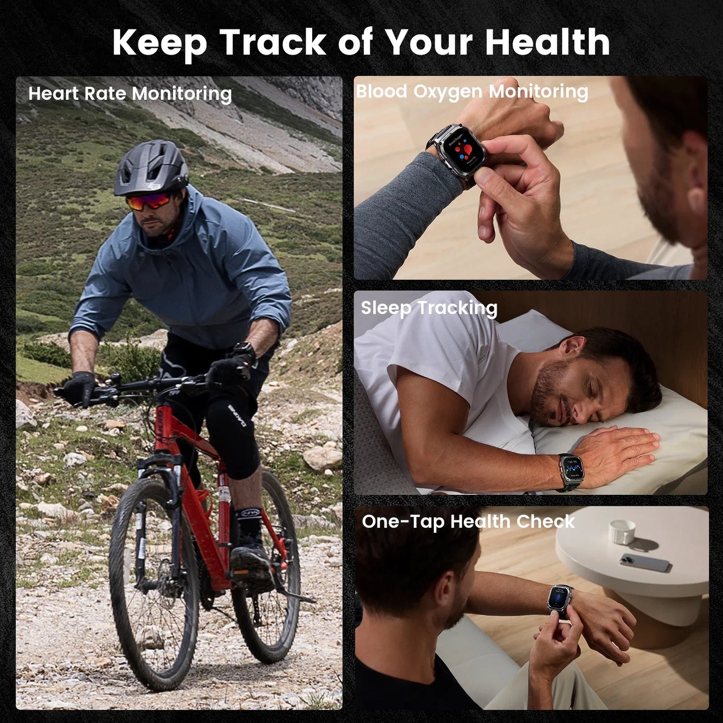 KOSPET Tank M4 Smart Watch for Men Stainless Steel 6-Sat GPS Offline Maps 100M Waterproof 24/7 Health Monitor for Android iOS