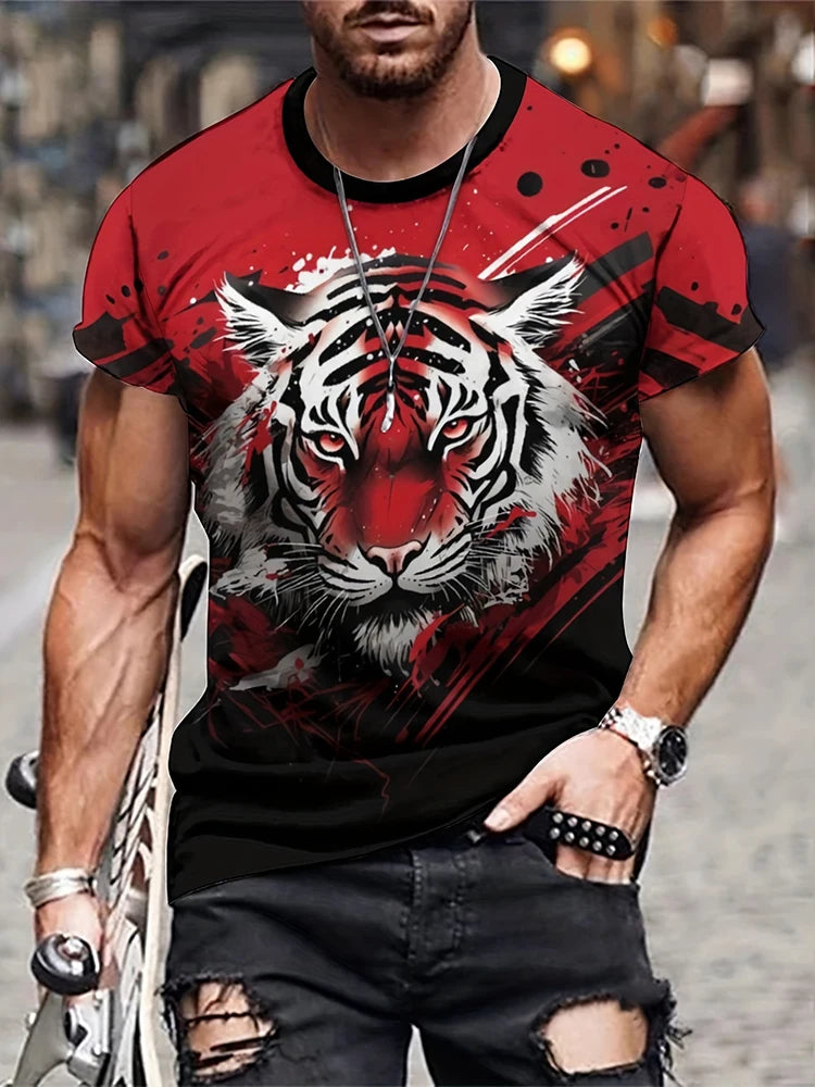 Cool Lion 3D Printed Men's T-shirt Summer Outdoor Sports Men's Top Daily Urban Fashion Short Sleeve Street Casual Men's T-shirt