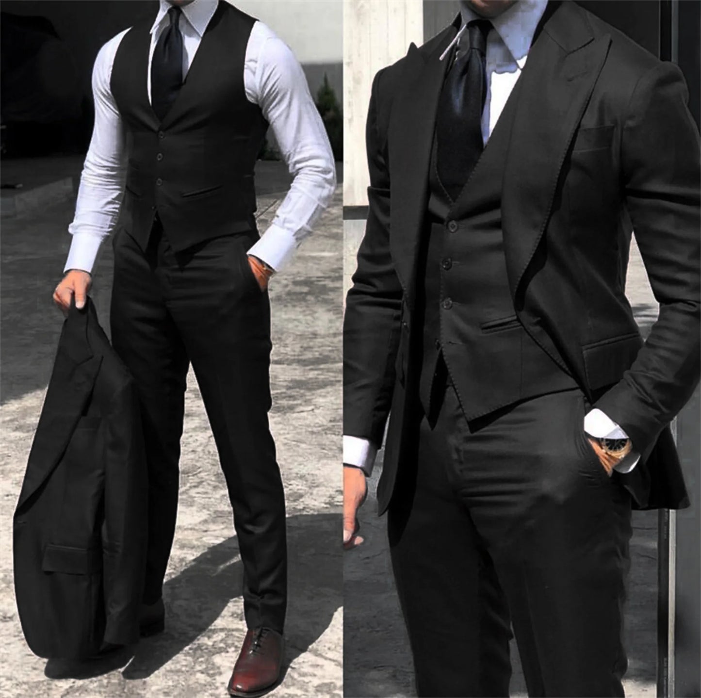 solid color formal business suits Full men's suits Pointed collar Single Breasted high-quality wedding art Graduation