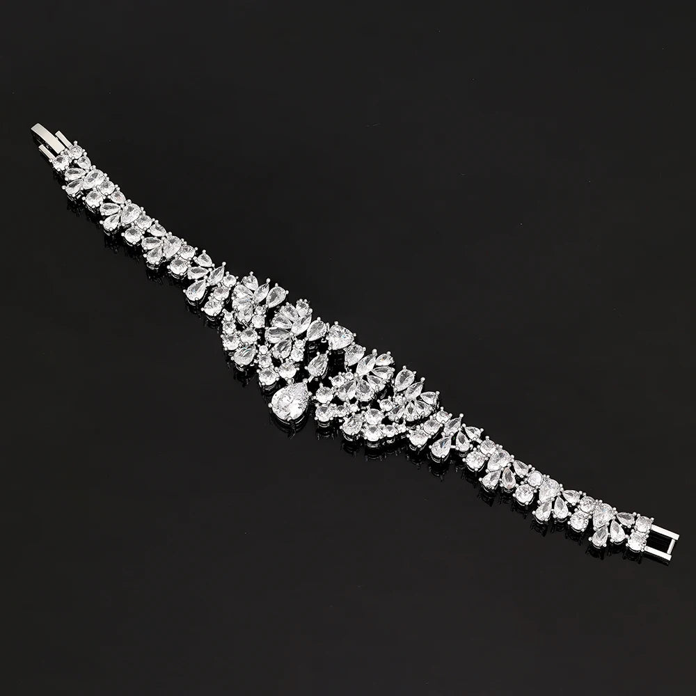 Luxury 4 Pieces Necklace Earrings Set Big Colorful CZ Zircon Wedding Bridal Jewelry Set Dubai Women Gift