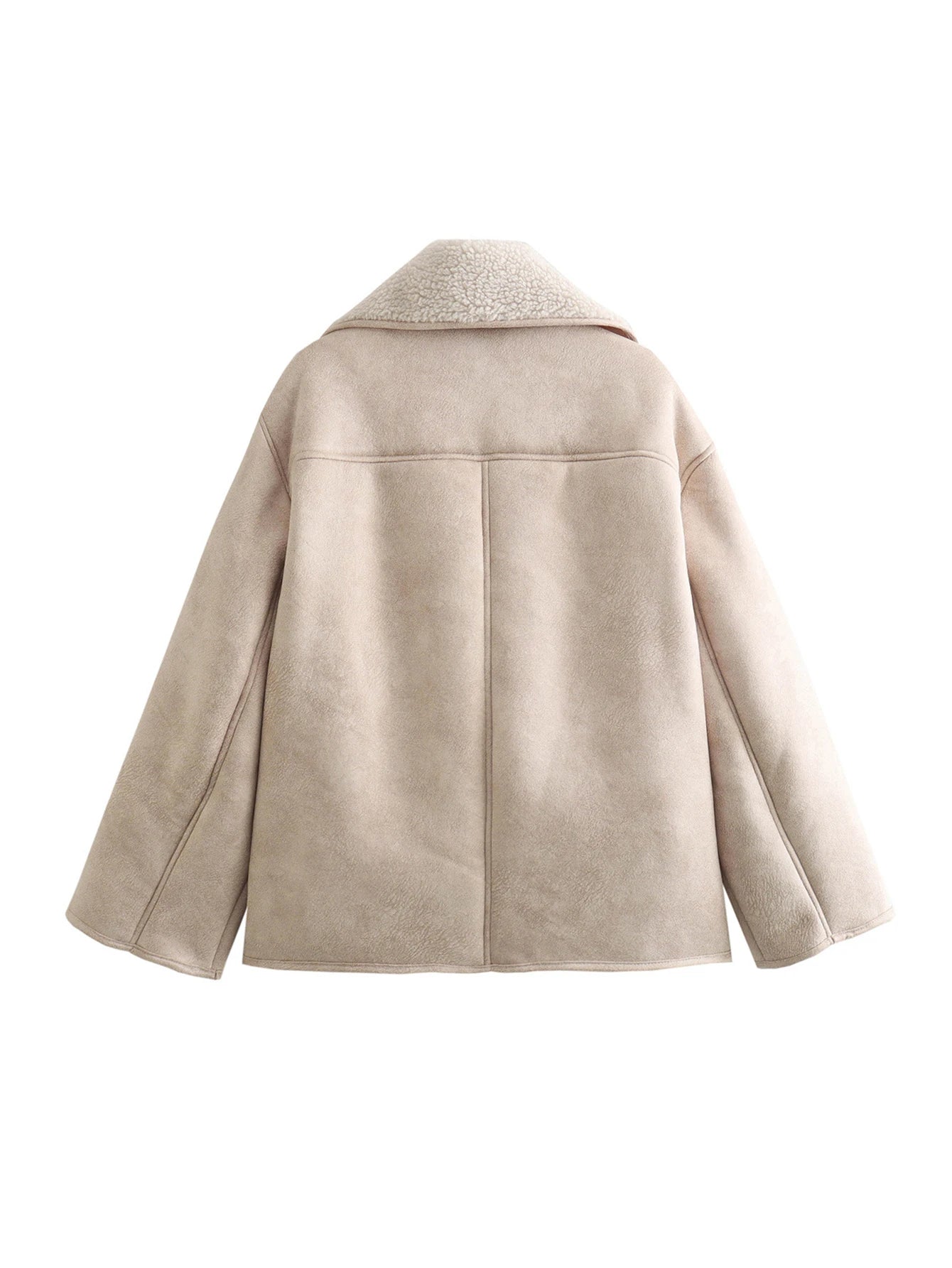 2025 autumn and winter new European and American collar fur integrated suede and velvet warm jacket for women