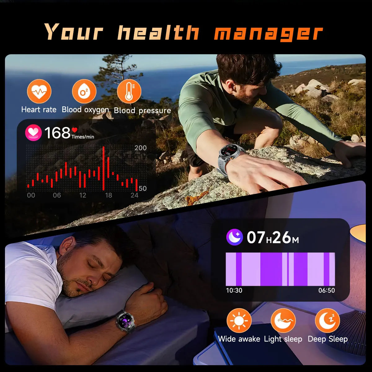 2025 New Military T-Rex 3 Ultra 1000mAh Battery Smart Watch 5ATM Waterproof Flashlight Heart Rate Sports tracker Smartwatch Men