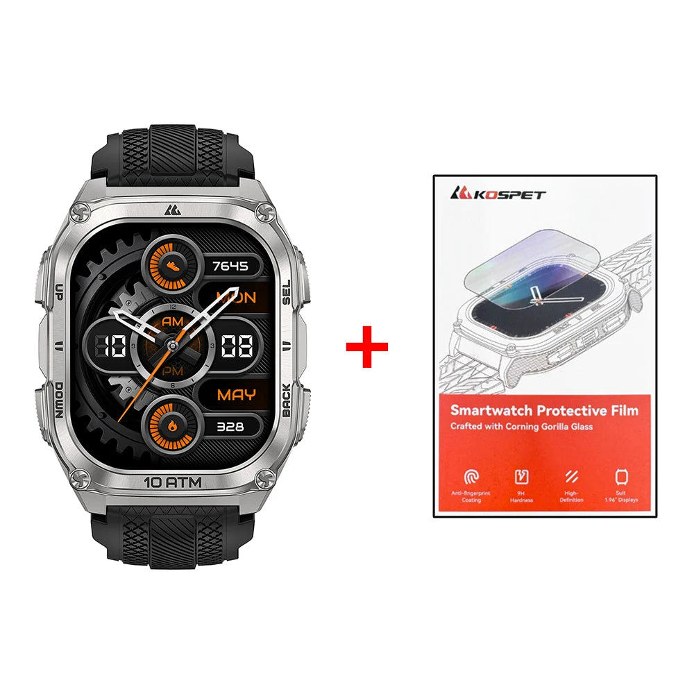 KOSPET Tank M4 Smart Watch for Men Stainless Steel 6-Sat GPS Offline Maps 100M Waterproof 24/7 Health Monitor for Android iOS
