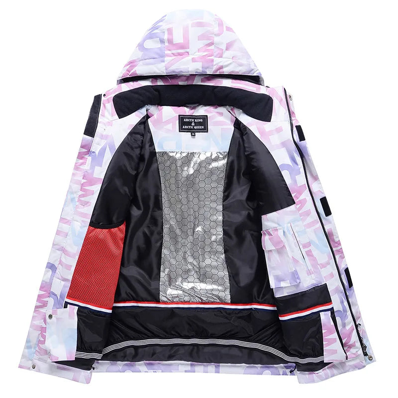 New Fashion Letter Women Ski Suit Winter Windproof Waterproof Snowboarding Jacket and Pants Snow Walking Clothes Female Snowsuit