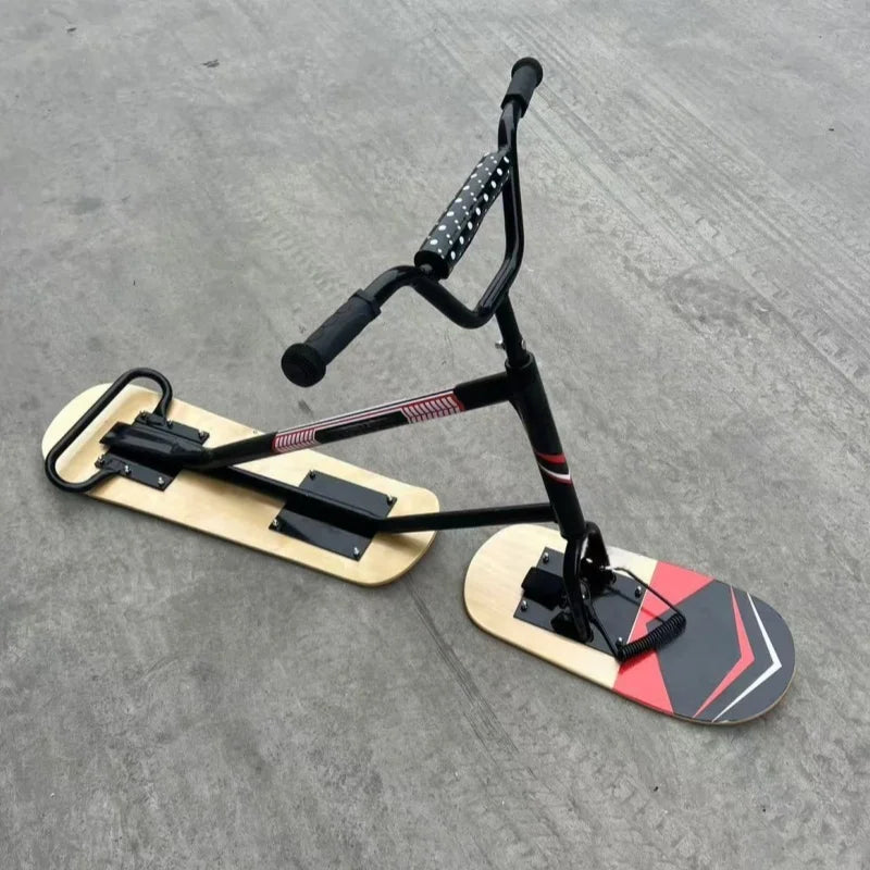 Adult Ski Carts Thickened Wear-resistant Aluminum Skis Freestyle Skis Grass Skis Snowboards Orienteering Wood Color