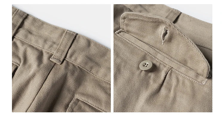 Non Stock French Army M-52 Chino Pants Men's Double Pleated Twill Casual Trousers Straight Leg