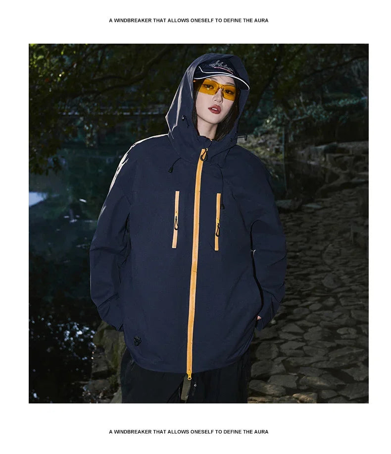 Gorpcore Waterproof Jacket Mens Couple's Ski Oversized Zipper Pocket Windbreaker Autumn High Quality Travel Camping Hooded Coats