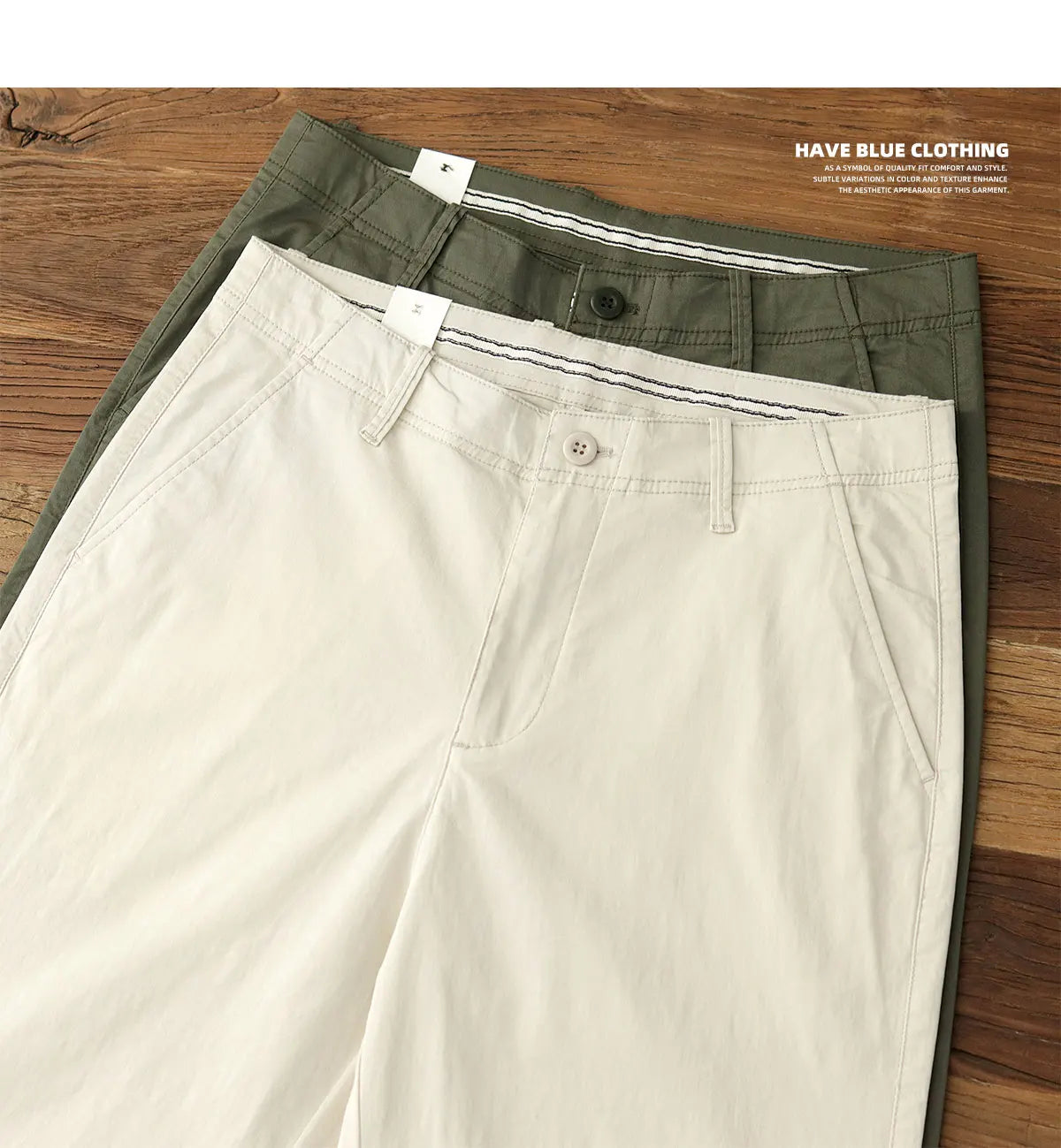 Summer thin straight leg pants American retro Chino simple beige white elastic black casual pants men