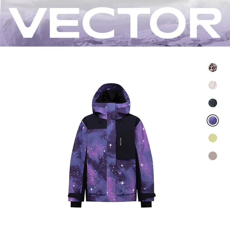 VECTOR Men Women 3L Cotton Ski Jacket Ski Pants Warm Windproof Winter Overalls Waterproof Outdoor Sports Clothing Snowboard
