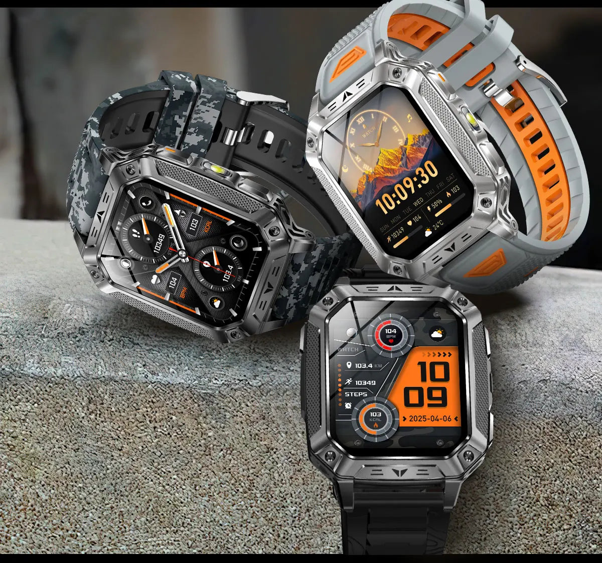 2026 Outdoors Durable Men Sports Smart Watch 1400mAh Battery LED Flashlight IP69K Waterproof Bluetooth Call Military Smartwatchs
