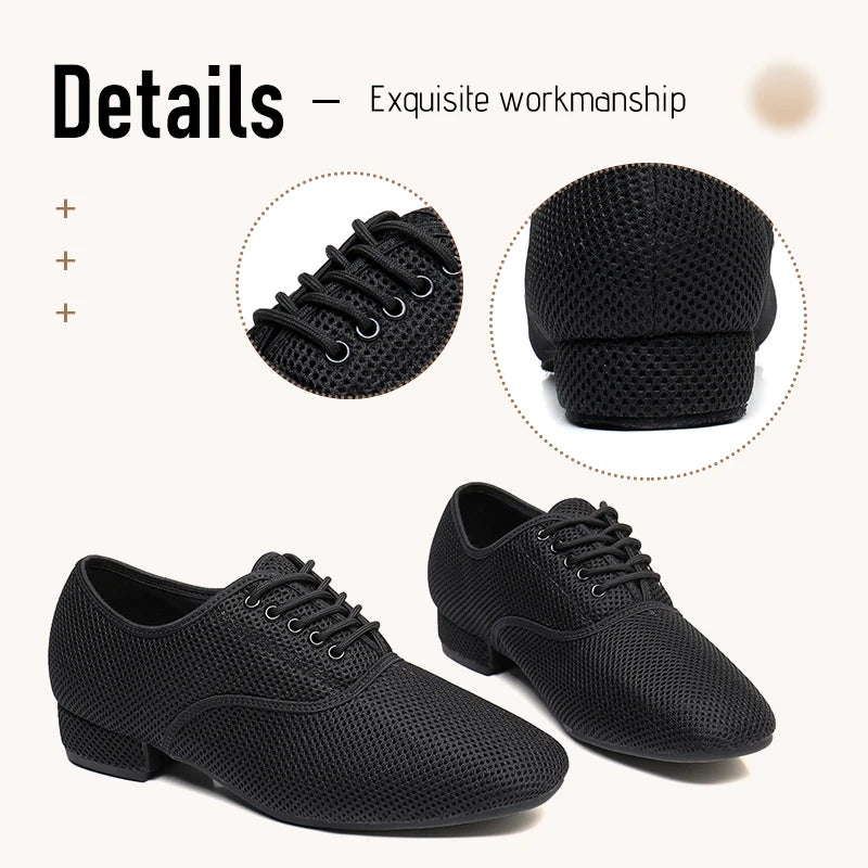 Men's Modern Jazz Sneaker for Men Boys Professional Black White Latin Salsa Shoes Plus Size Low Heel Tango Ballroom Dance Shoes