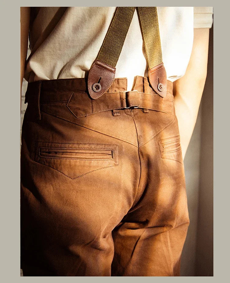 Red Tornado Chino Pants Retro Style Men's Cinch Back Casual Trousers Straight Fit CK-0010