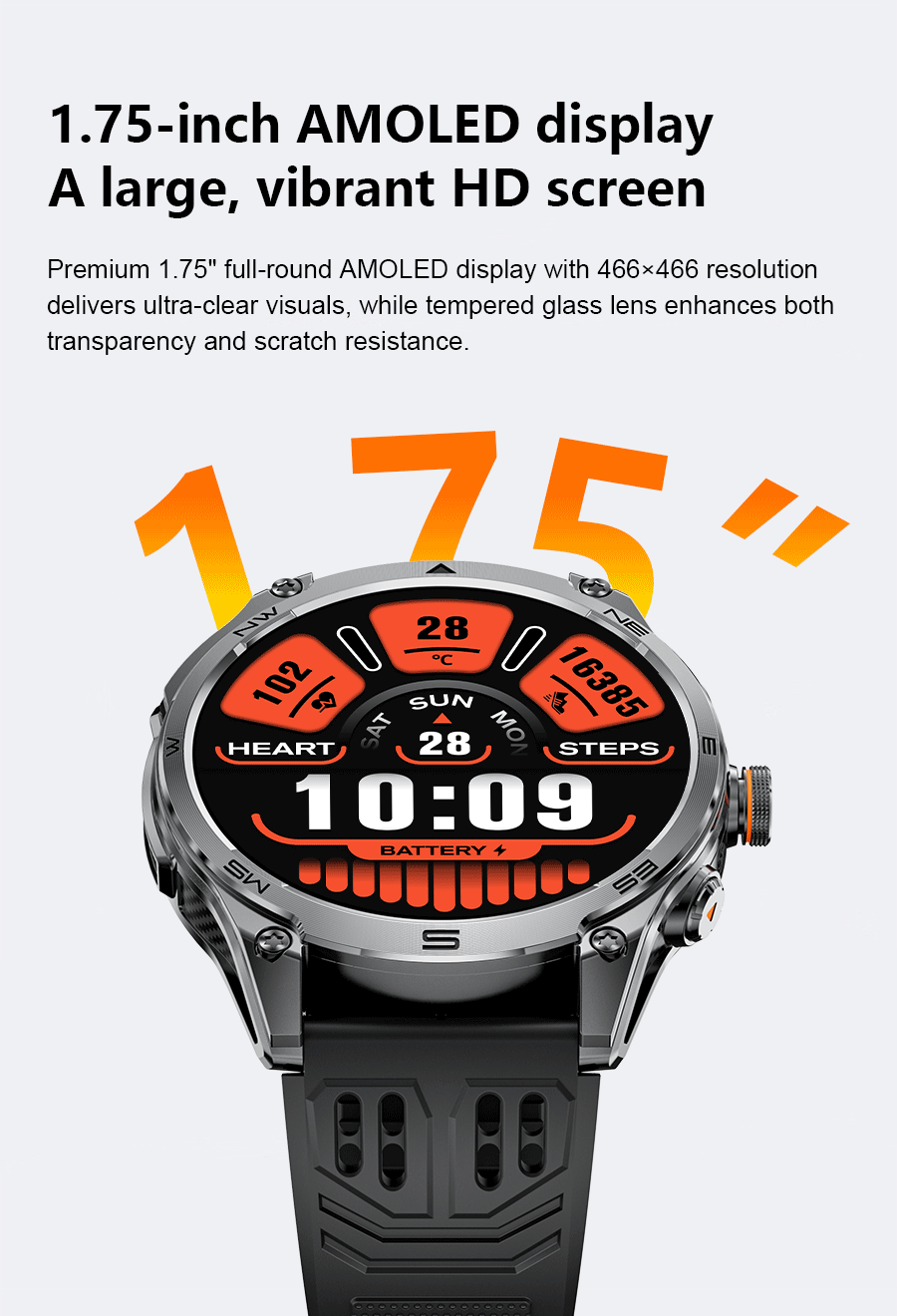 2026 New Military Smart Watch 1000Mah Battery GPS Compass 10ATM Waterproof Tactics Sports Flashlight BT call Smart Watch For Men