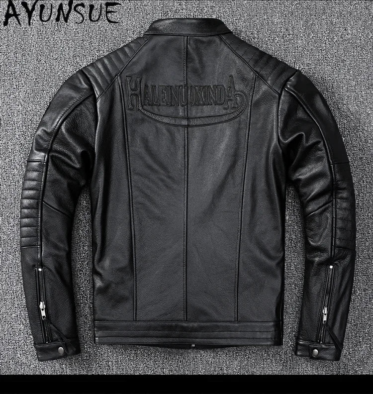 Mens Leather Jacket Autumn Men Clothing Handsome Motorcycle Jackets Two Colors Short Coats Kurtka Męska Skórzana Slim