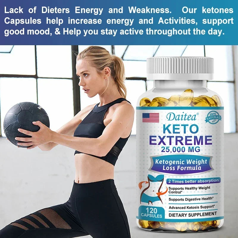 Daitea Ketone Supplement 25,000 mg - Weight Management, Fat Burning, Metabolism, Diet Control, Non-GMO, Gluten Free, No Rebound