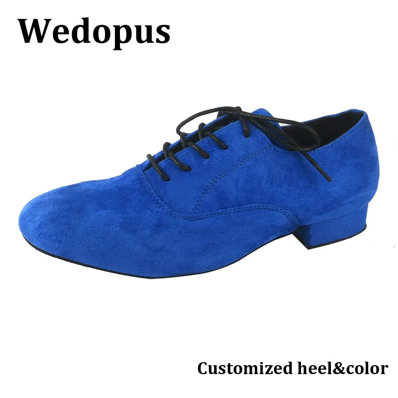 Wedopus 2.5CM Smooth Men's Dance Shoes Royal Blue Shoes for Ballroom Dancing Suede Bottom Dropshipping