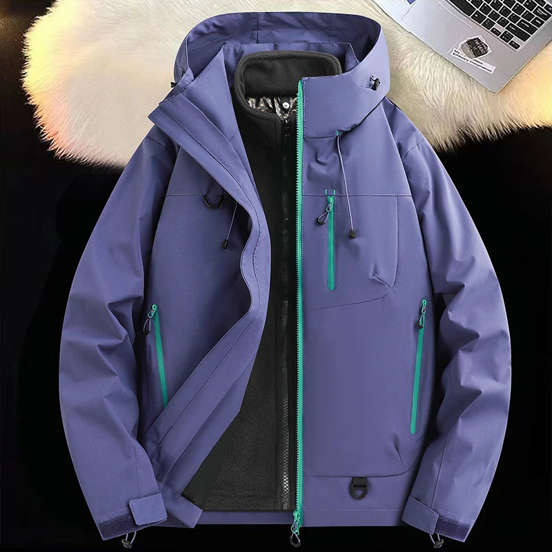 Mountaineering Suit Coat Outdoor Ski Jacket Autumn Winter Three-in-one Windbreaker Men's Women's Couple Three-proof Jacket Men's