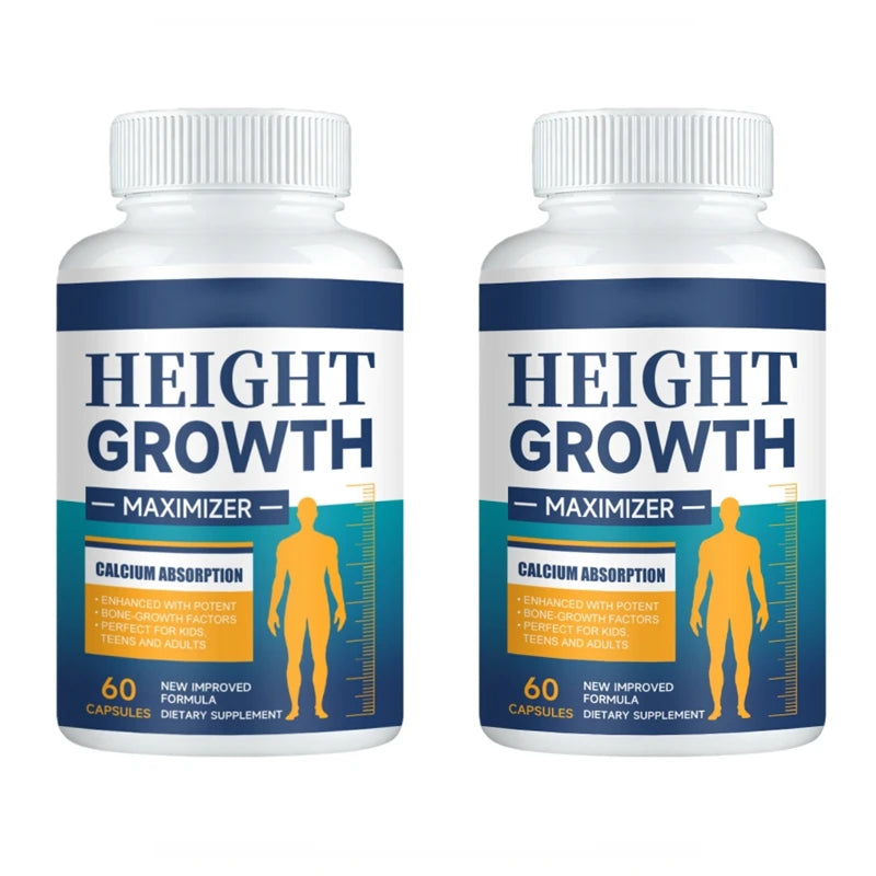Height Growth Calcium Vitamin D Supplement Grow Taller Capsules Increase Bone Strength Hormone Enhancer for Adults Children