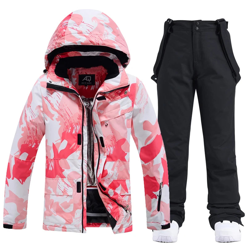 Ski Suit Women Winter Warm Waterproof Outdoor Sports Snow Jackets and Pants Hot Ski Equipment Snowboard Down Jacket Female Brand