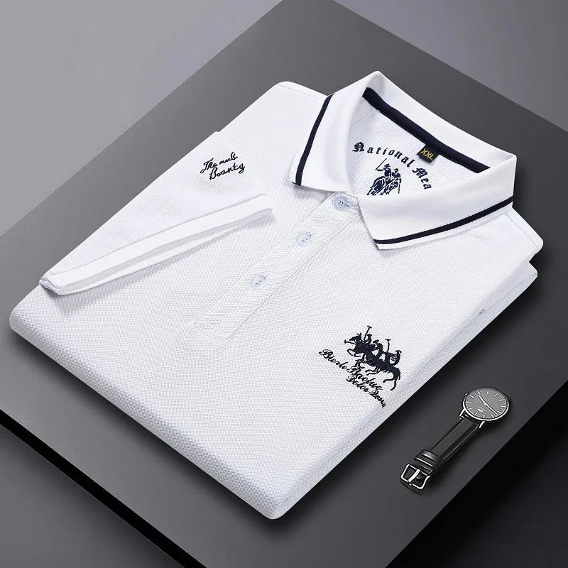 Summer Mens Short Sleeve Embroidered Polo Shirts Breathable Lightweight Shirt Luxury Top Casual Lapel T-shirt Men T Shirt Homme
