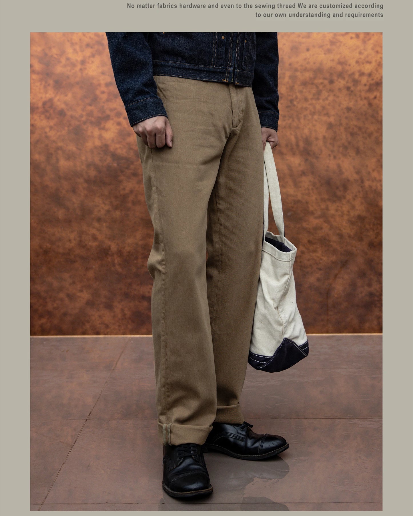 Red Tornado Garmen-Dyed Officer Chino Pants Straight Fit American Casual Style Men's Everyday Trousers