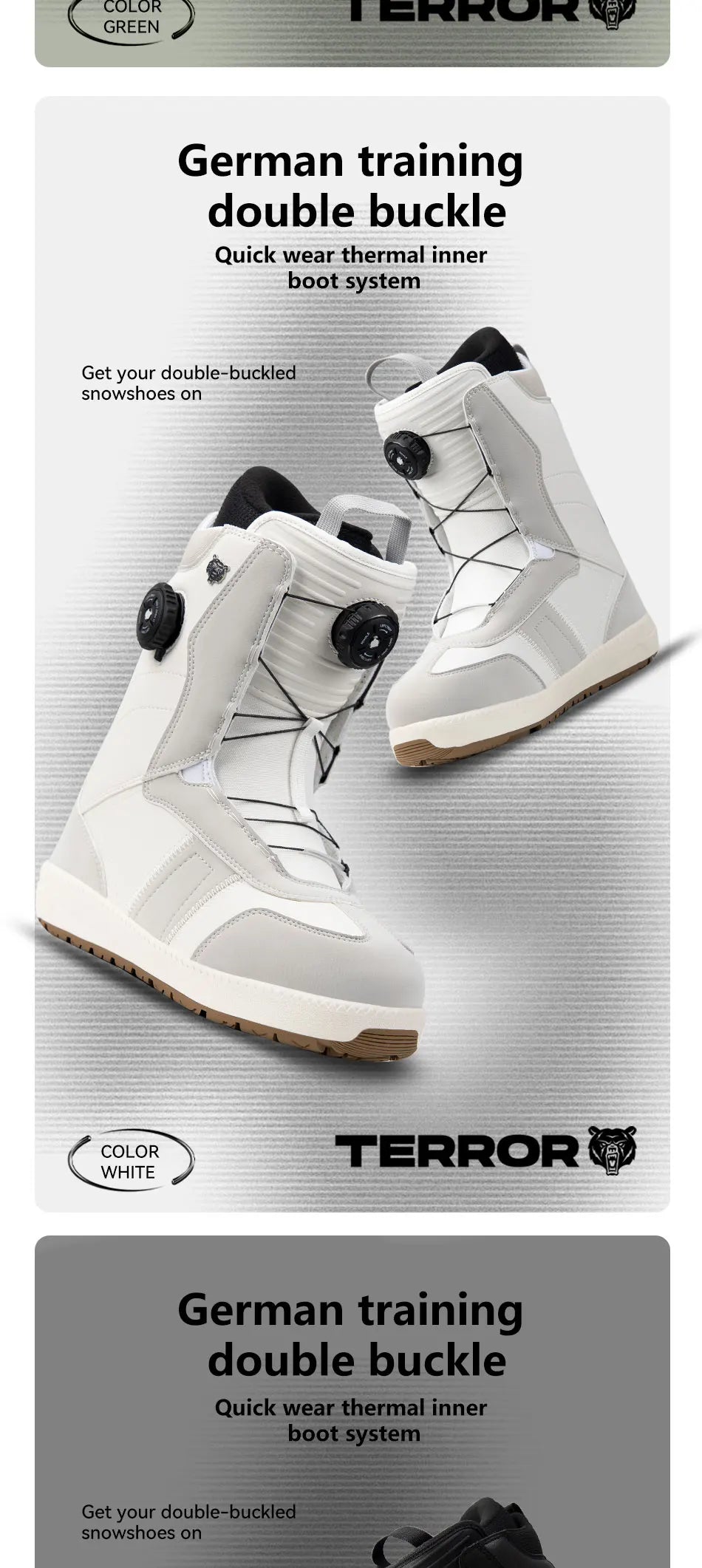 Dexun Dual Buckle Ski Boots Quick-Lace Waterproof Warm EVA Rubber Sole TPU Support Snowboard Shoes Size 36-45