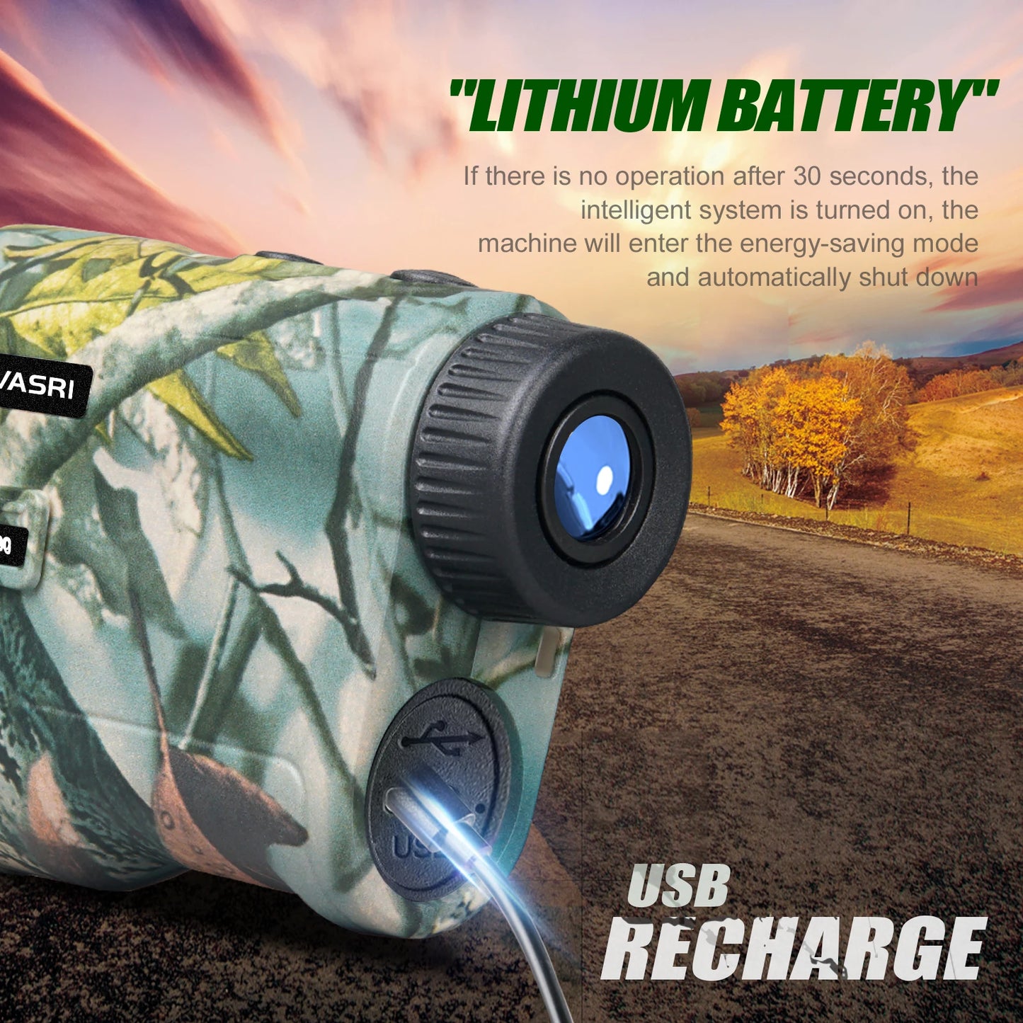 REVASRI Laser Rangefinder 1000M Hunting Range Finder with Rechargeable Battery Outdoor Target Acquisition Technology Monocular
