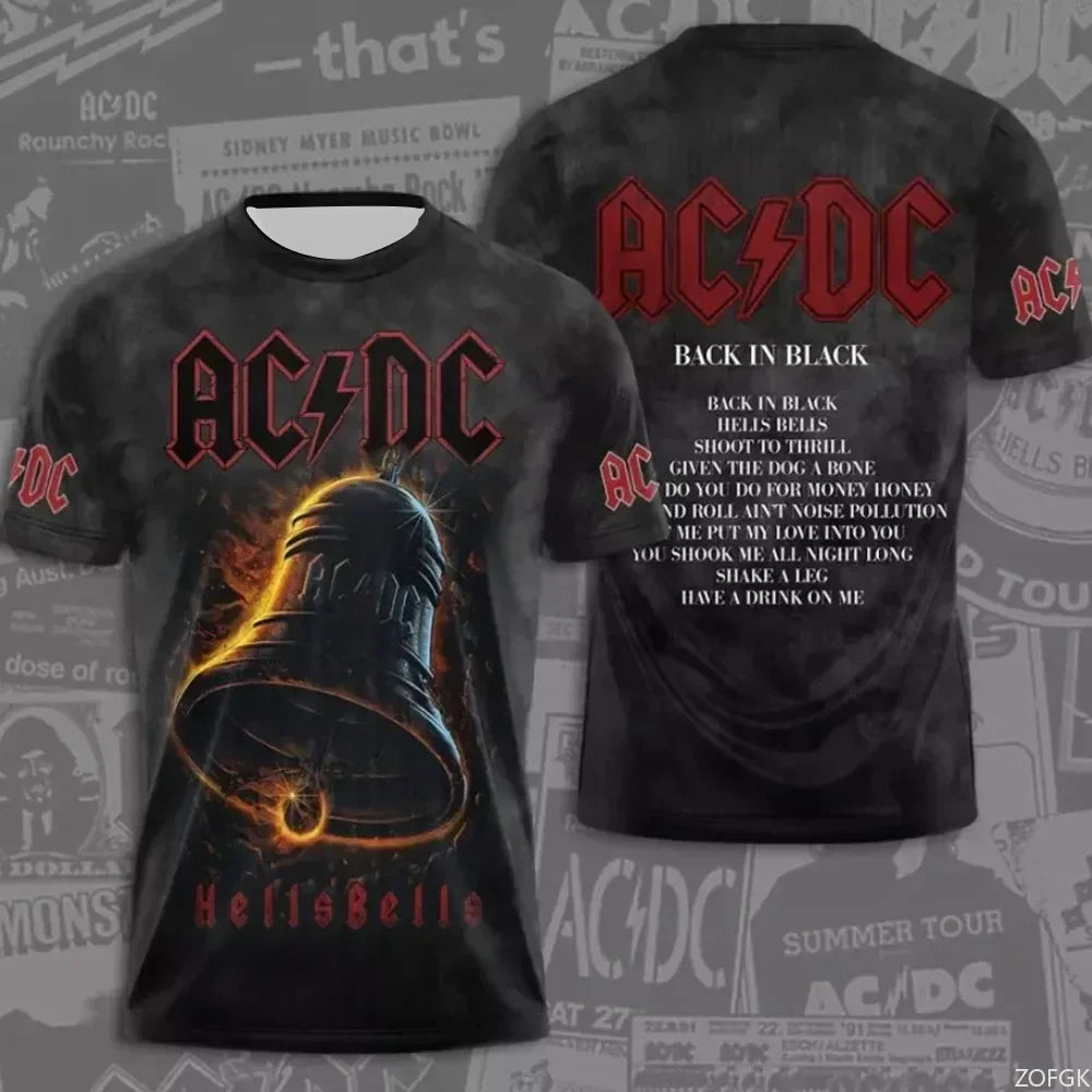 Men's Rock Band T-shirt Summer Trend Street Round Neck Short Sleeved Tops Loose Unisex Clothing