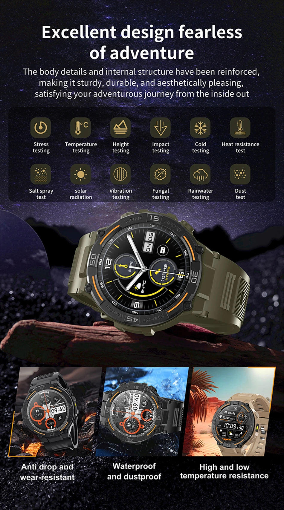 2026 New Military Outdoor Smart Watch GPS 1.52" Ultra HD Display Bluetooth Call Heart Rate IP69K Waterproof AI Smartwatch Men