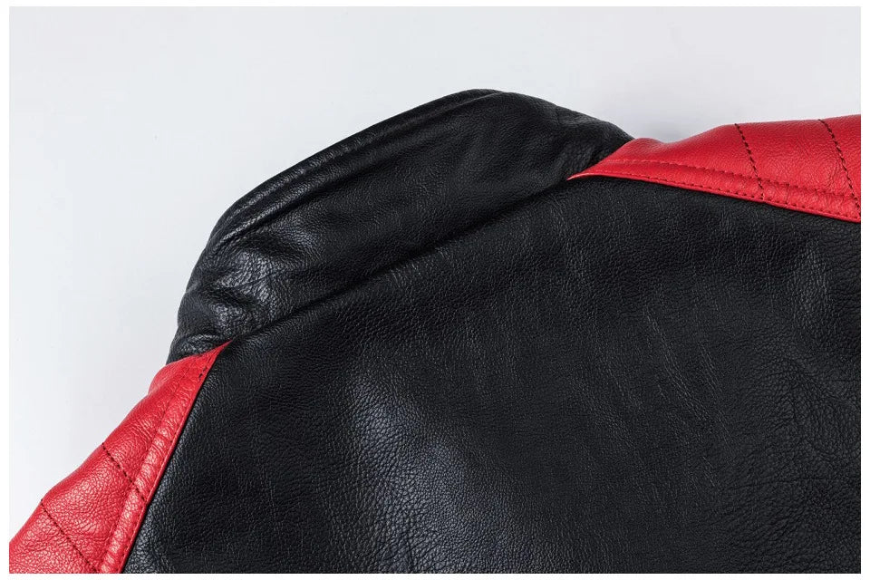 Men's Casual Biker PU Leather Jacket New 2025 Fashion Color Block British Style Motorcycle Jacket Men's Clothing Outerwear