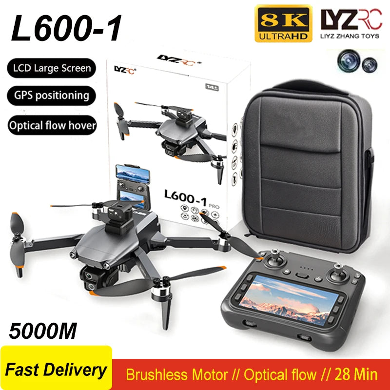New L600-1 GPS Drone Professional 8K Camera Aerial FPV Brushless Avoiding Obstacle with Large Screen Remote Control Folding Dron
