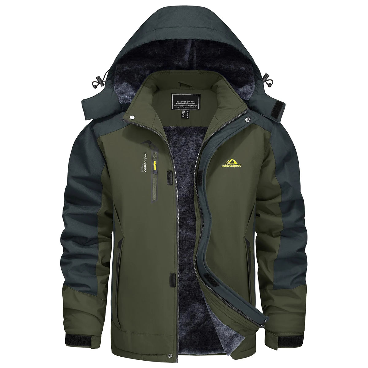 TACVASEN Men's Fleece Lined Skiing Jacket Windproof Detachable Hood Winter Thicken Warm Parkas Waterproof Outdoors Working Coat