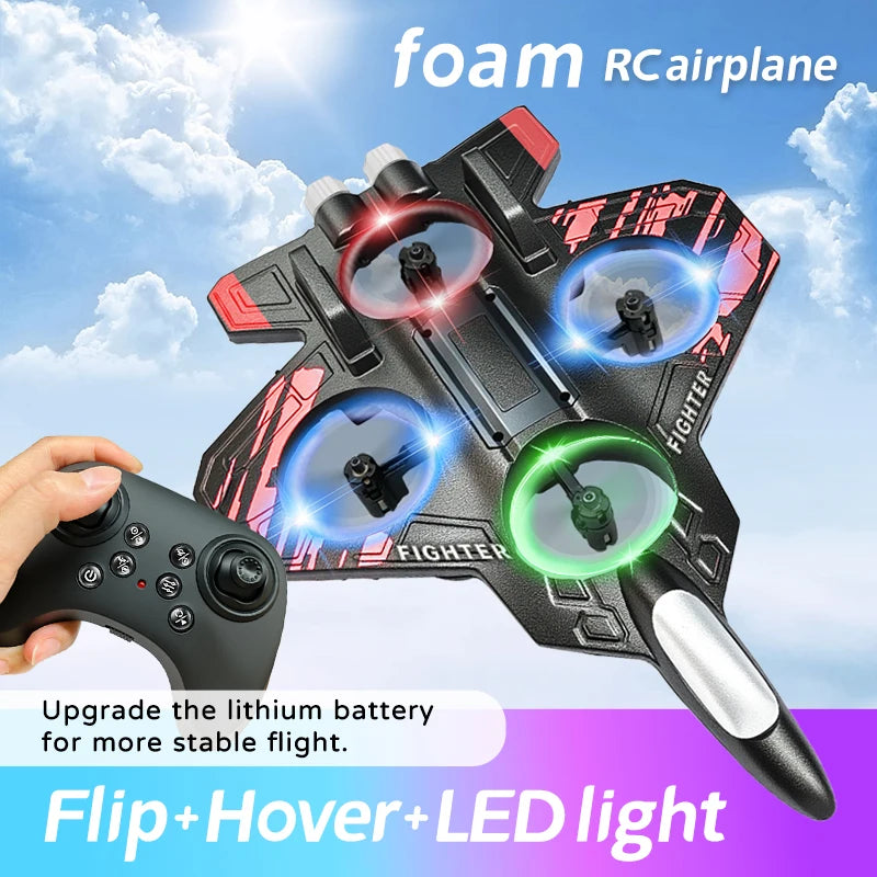 L101 RC Foam Airplane Mini Drone 2.4G Fighter Stunt Helicopter 360° Flip Remote Control Aircraft LED Colored Lights Quadcopter