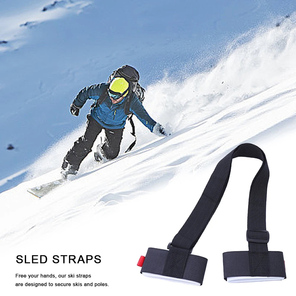 Nylon Skiing Pole Shoulder Hand Carrier Adjustable Lash Handle Straps Buck Hook Loop Protecting Black Nylon Ski Handle Strap Bag