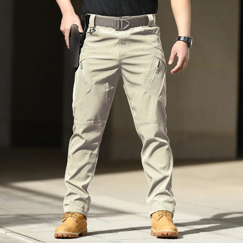 Mens Waterproof Cargo Pants Elastic Multiple Pocket SWAT Combat Trousers Outdoor Joggers Pant Tactical Hiking Hunting Pants Men