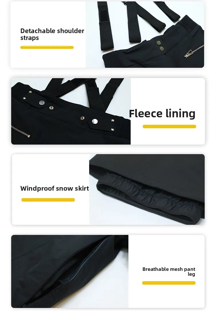2025 Winter Skiing Bib Pants Women's Slim Fit Windproof Waterproof Outdoor Thermal Bootcut Snow Pants Single Board Double Board