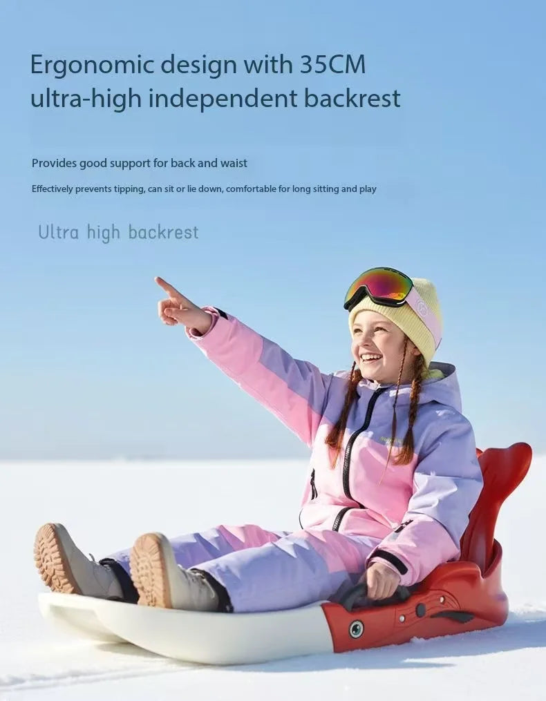 High back snowboard, children's thick and wear-resistant snow toboggan, snowboard, sled, outdoor skateboard, ice skates