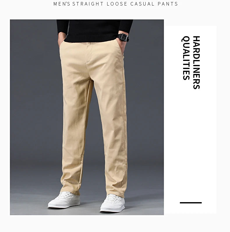 98% Cotton Men's Chinos & Casual Pants, Khaki Pants, Loose Straight , Streetwear Men ,Twill Pants,  Tall Men STRAIGHT Trousers