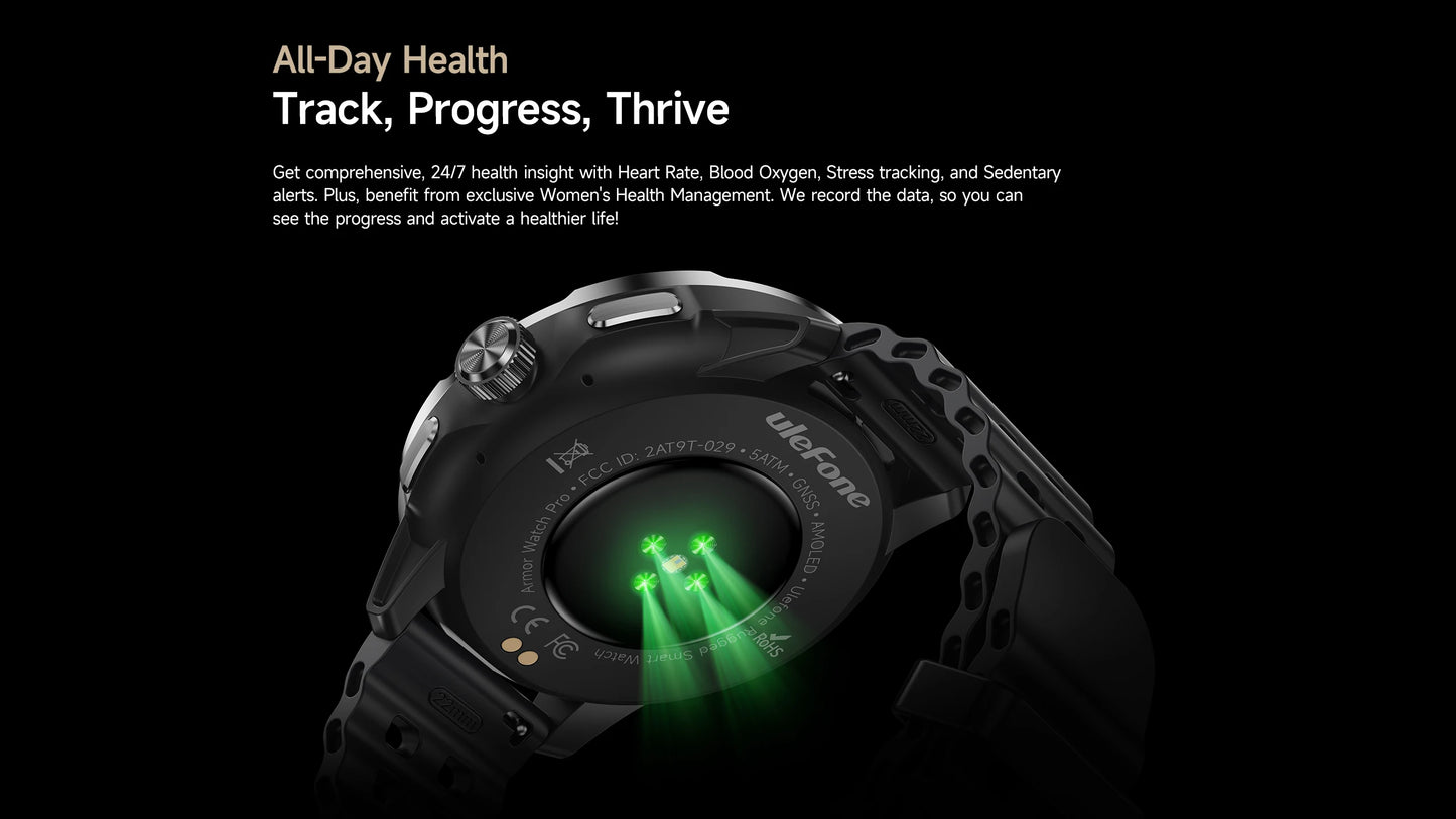 Ulefone Armor Watch Pro Smartwatch 1.5" AMOLED Display, Built-in GPS, Heart Rate Monitor, Sports Smart Watch for Men & Women